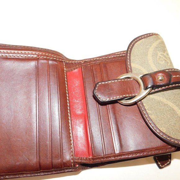 Rare Vintage Dooney & Bourke Signature Heart Canvas Leather Wallet Buckle - Picture 6 of 9